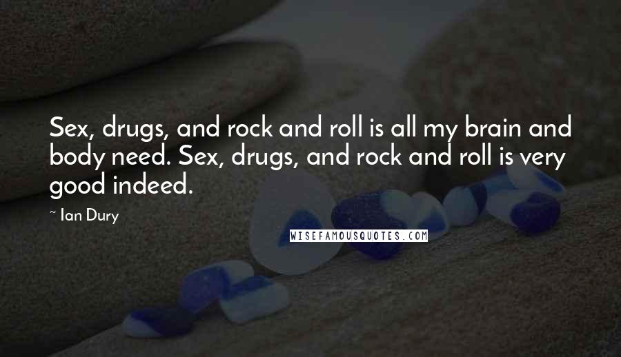 Ian Dury Quotes: Sex, drugs, and rock and roll is all my brain and body need. Sex, drugs, and rock and roll is very good indeed.