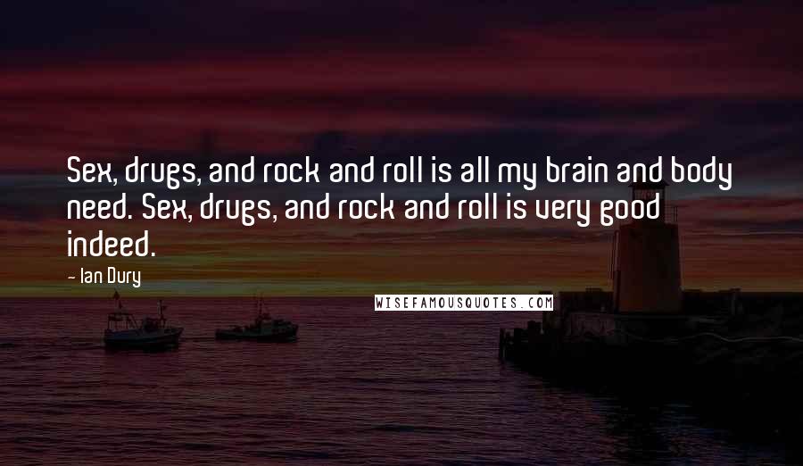 Ian Dury Quotes: Sex, drugs, and rock and roll is all my brain and body need. Sex, drugs, and rock and roll is very good indeed.