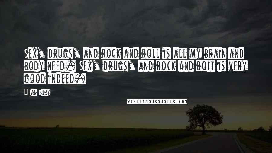 Ian Dury Quotes: Sex, drugs, and rock and roll is all my brain and body need. Sex, drugs, and rock and roll is very good indeed.