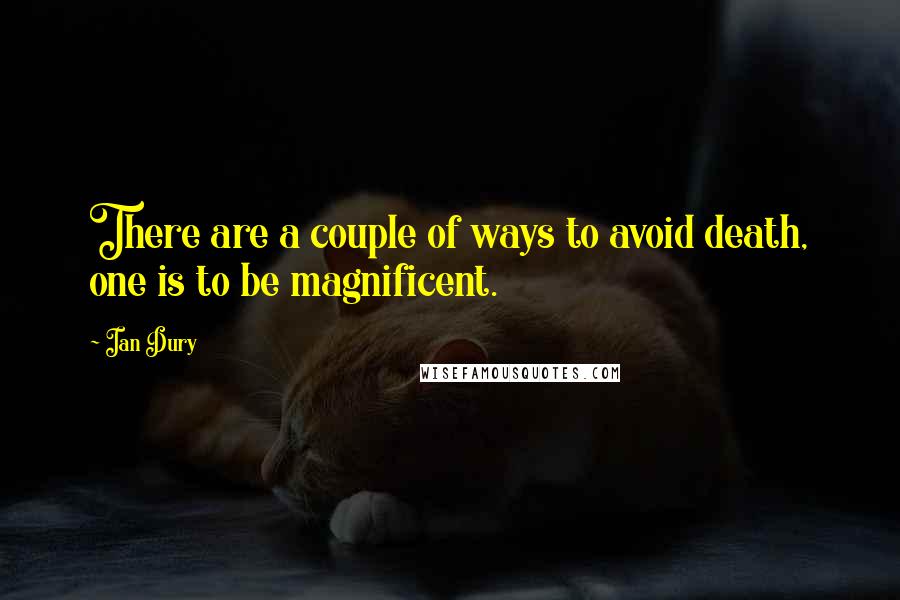 Ian Dury Quotes: There are a couple of ways to avoid death, one is to be magnificent.