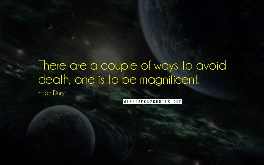 Ian Dury Quotes: There are a couple of ways to avoid death, one is to be magnificent.