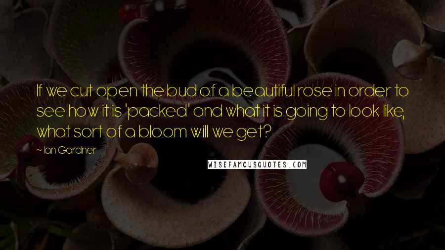 Ian Gardner Quotes: If we cut open the bud of a beautiful rose in order to see how it is 'packed' and what it is going to look like, what sort of a bloom will we get?