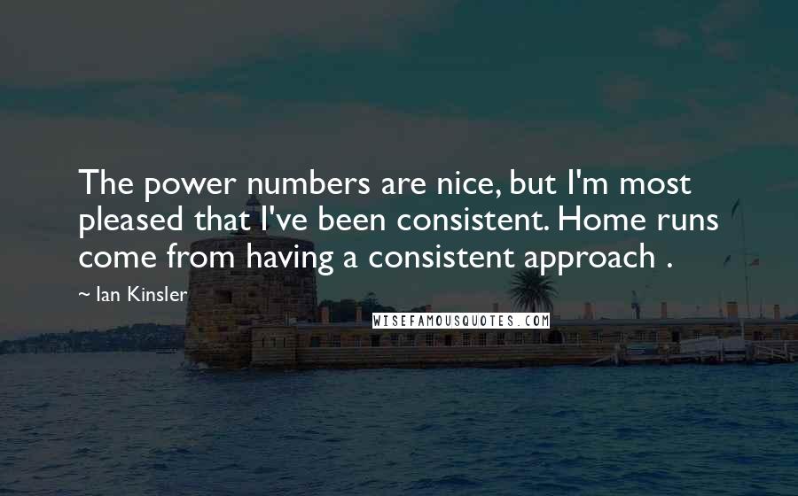 Ian Kinsler Quotes: The power numbers are nice, but I'm most pleased that I've been consistent. Home runs come from having a consistent approach .