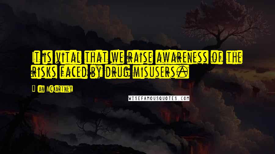 Ian McCartney Quotes: It is vital that we raise awareness of the risks faced by drug misusers.