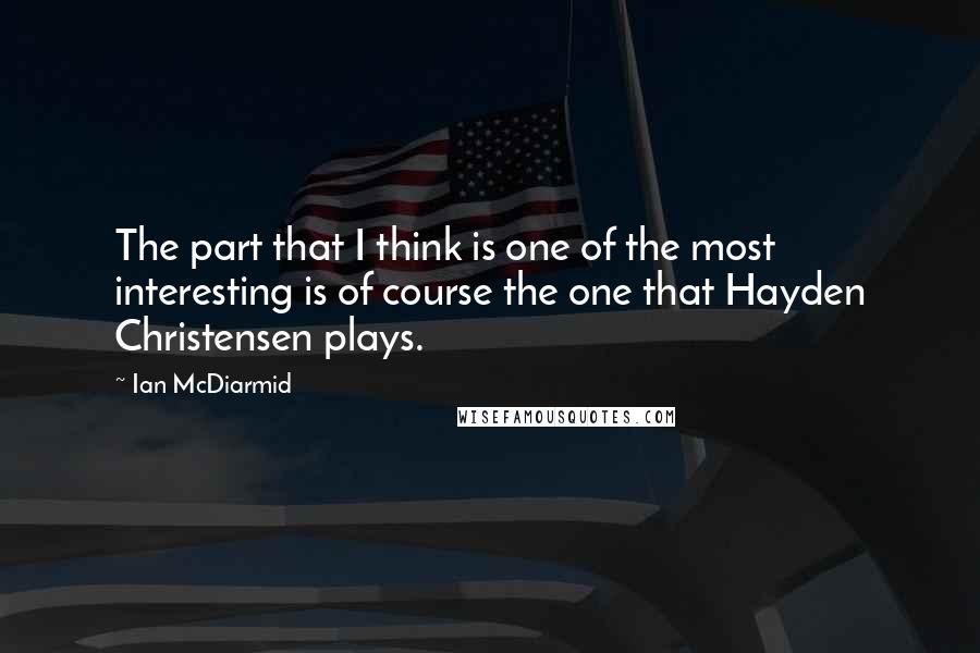 Ian McDiarmid Quotes: The part that I think is one of the most interesting is of course the one that Hayden Christensen plays.