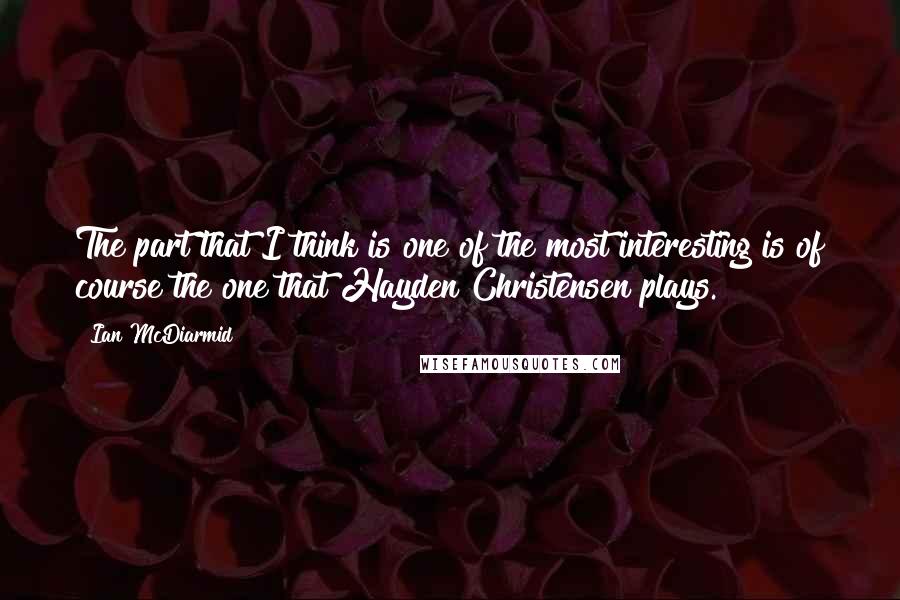 Ian McDiarmid Quotes: The part that I think is one of the most interesting is of course the one that Hayden Christensen plays.