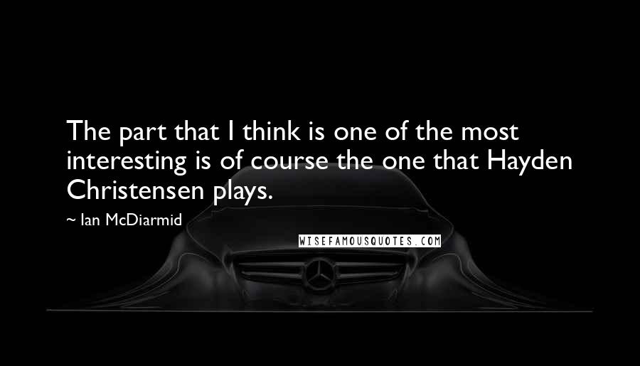 Ian McDiarmid Quotes: The part that I think is one of the most interesting is of course the one that Hayden Christensen plays.