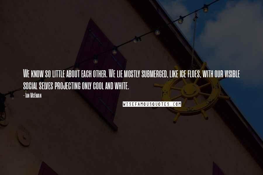 Ian McEwan Quotes: We know so little about each other. We lie mostly submerged, like ice floes, with our visible social selves projecting only cool and white.