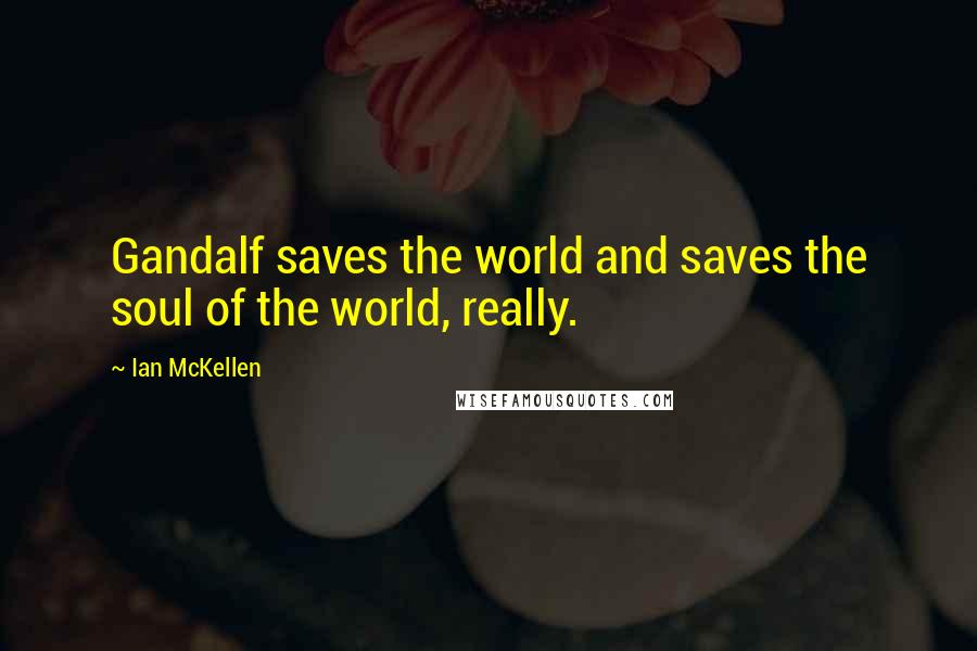 Ian McKellen Quotes: Gandalf saves the world and saves the soul of the world, really.