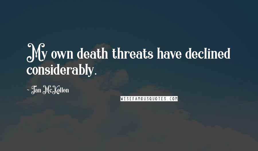 Ian McKellen Quotes: My own death threats have declined considerably.