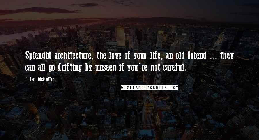 Ian McKellen Quotes: Splendid architecture, the love of your life, an old friend ... they can all go drifting by unseen if you're not careful.