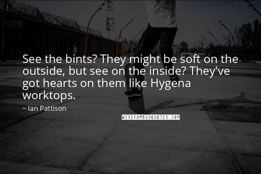 Ian Pattison Quotes: See the bints? They might be soft on the outside, but see on the inside? They've got hearts on them like Hygena worktops.