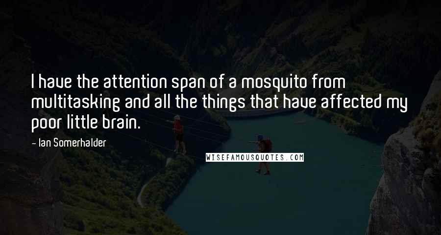 Ian Somerhalder Quotes: I have the attention span of a mosquito from multitasking and all the things that have affected my poor little brain.