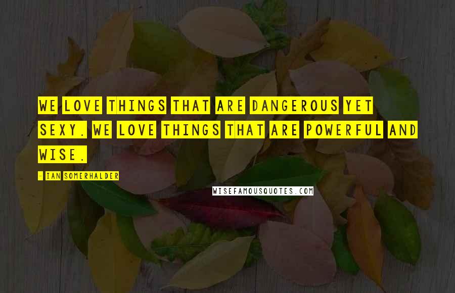 Ian Somerhalder Quotes: We love things that are dangerous yet sexy. We love things that are powerful and wise.