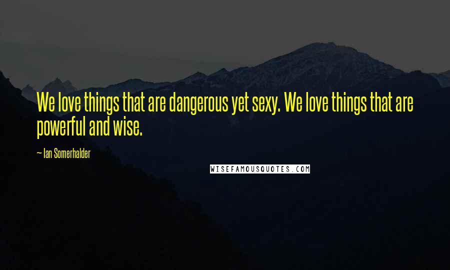 Ian Somerhalder Quotes: We love things that are dangerous yet sexy. We love things that are powerful and wise.