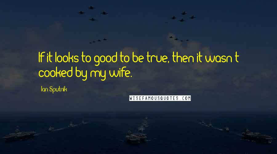 Ian Sputnik Quotes: If it looks to good to be true, then it wasn't cooked by my wife.
