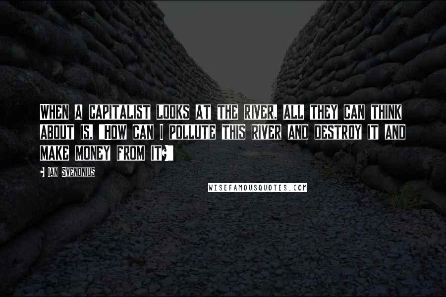 Ian Svenonius Quotes: When a capitalist looks at the river, all they can think about is, "How can I pollute this river and destroy it and make money from it?"