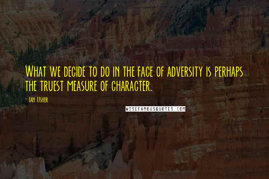 Ian Usher Quotes: What we decide to do in the face of adversity is perhaps the truest measure of character.