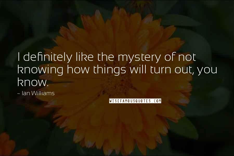 Ian Williams Quotes: I definitely like the mystery of not knowing how things will turn out, you know.