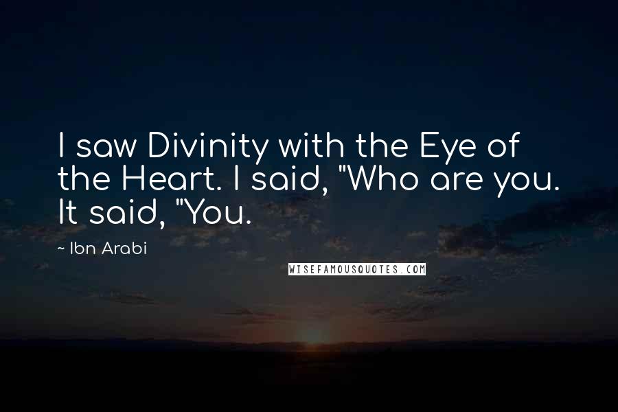 Ibn Arabi Quotes: I saw Divinity with the Eye of the Heart. I said, "Who are you. It said, "You.