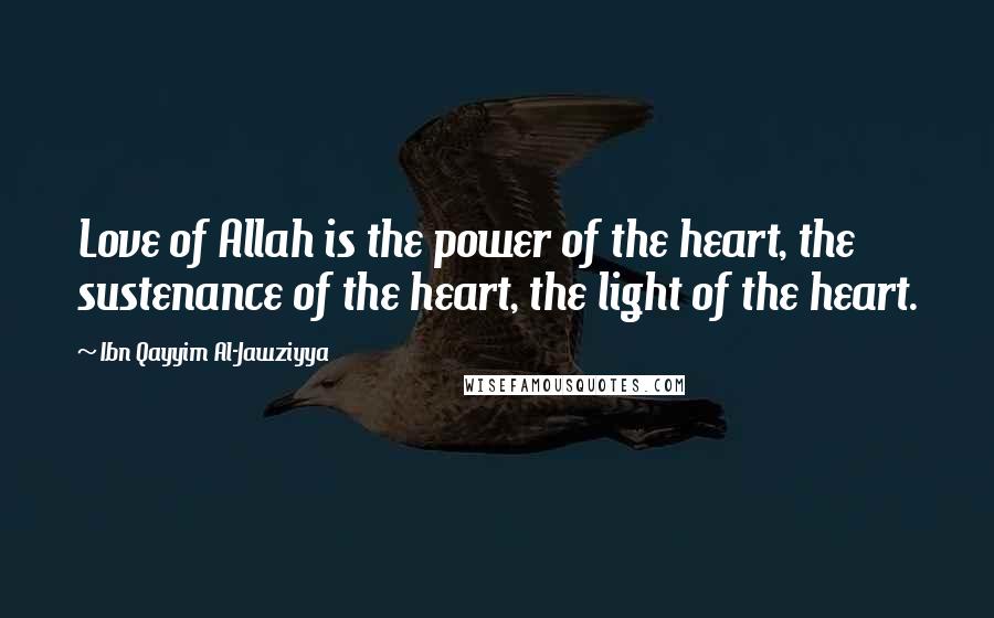 Ibn Qayyim Al-Jawziyya Quotes: Love of Allah is the power of the heart, the sustenance of the heart, the light of the heart.