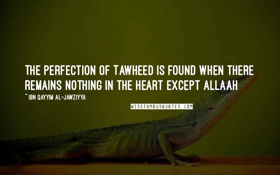Ibn Qayyim Al-Jawziyya Quotes: The perfection of Tawheed is found when there remains nothing in the heart except Allaah