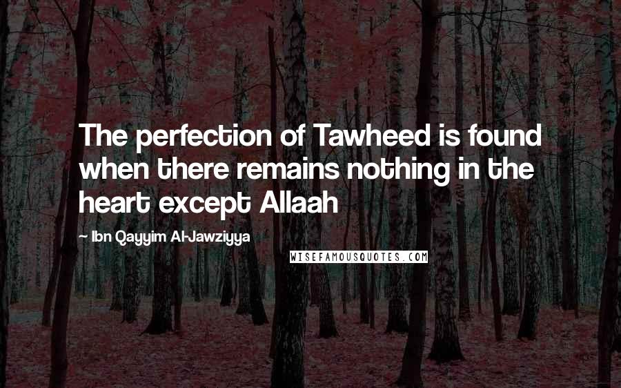 Ibn Qayyim Al-Jawziyya Quotes: The perfection of Tawheed is found when there remains nothing in the heart except Allaah