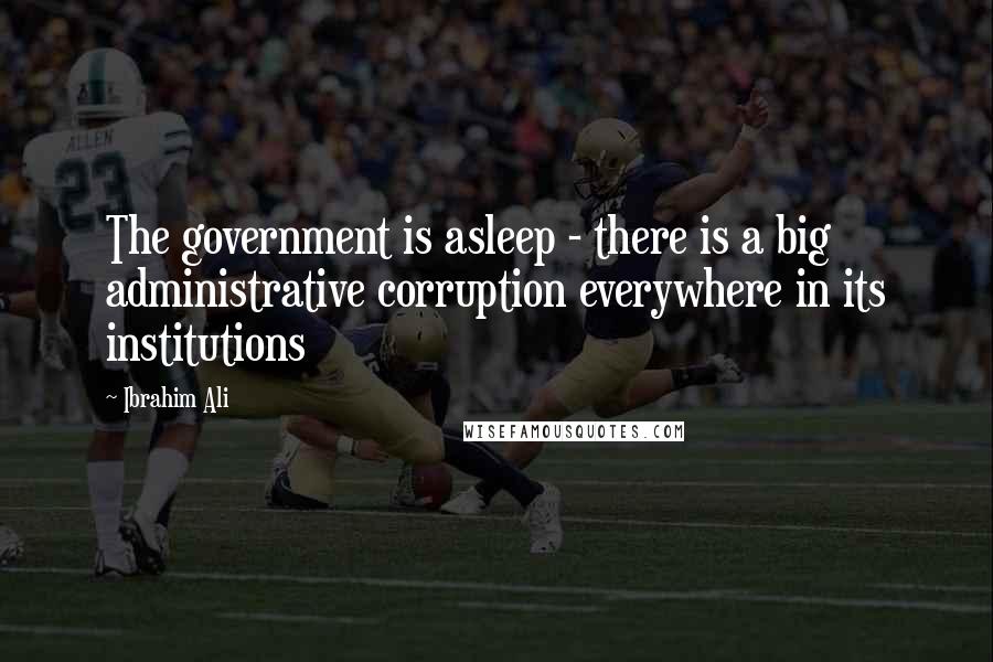 Ibrahim Ali Quotes: The government is asleep - there is a big administrative corruption everywhere in its institutions