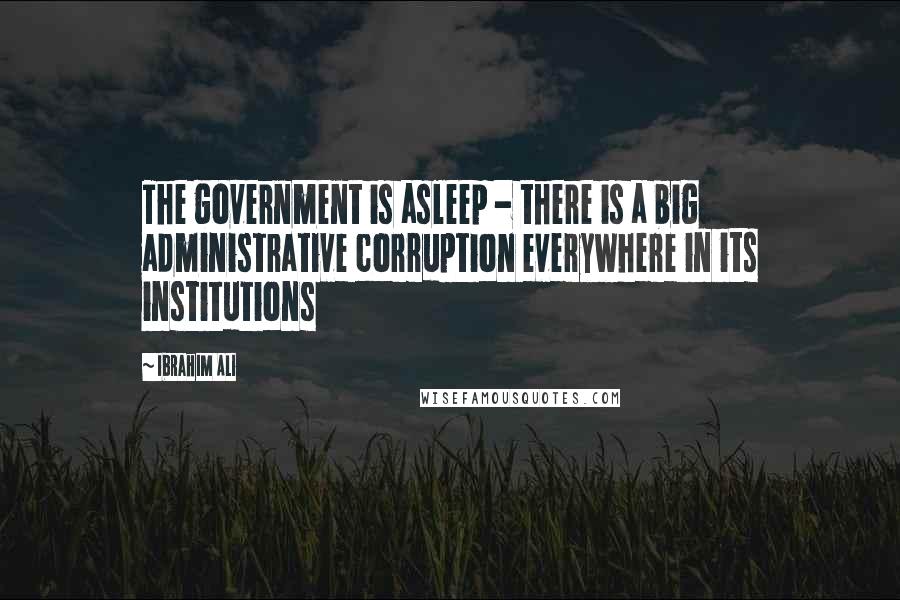 Ibrahim Ali Quotes: The government is asleep - there is a big administrative corruption everywhere in its institutions