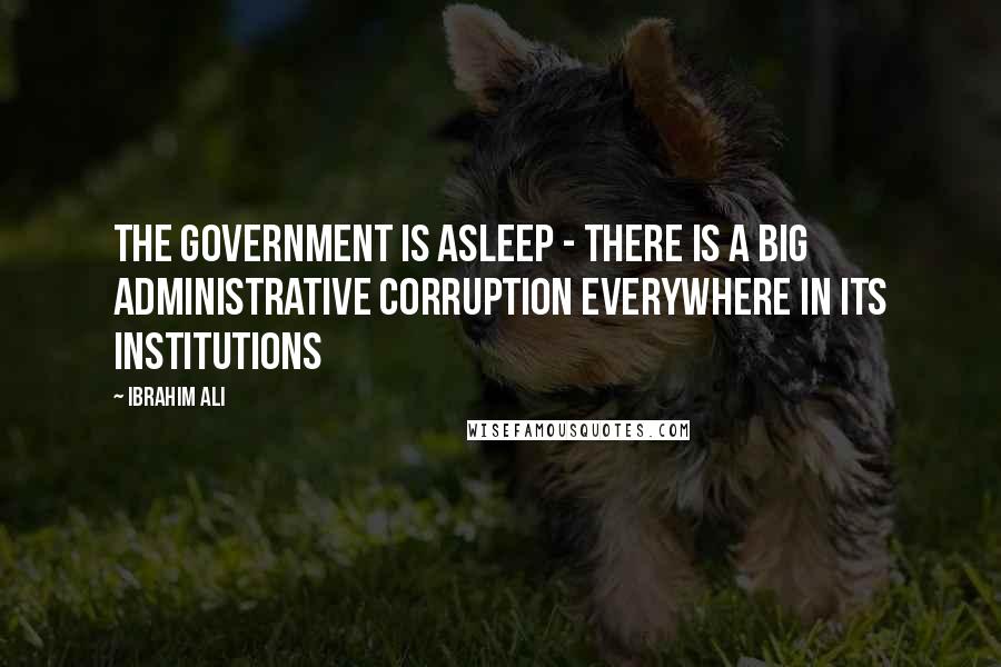 Ibrahim Ali Quotes: The government is asleep - there is a big administrative corruption everywhere in its institutions