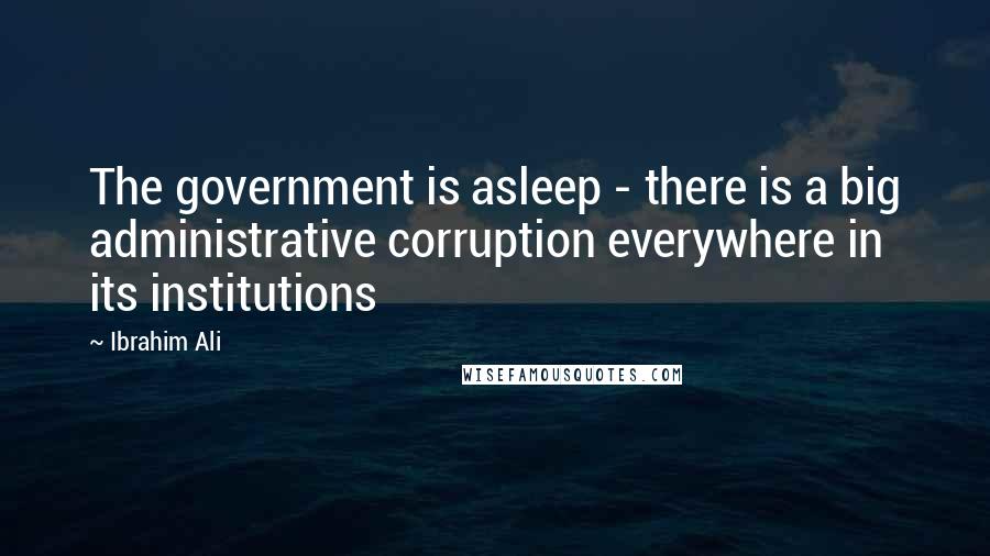 Ibrahim Ali Quotes: The government is asleep - there is a big administrative corruption everywhere in its institutions