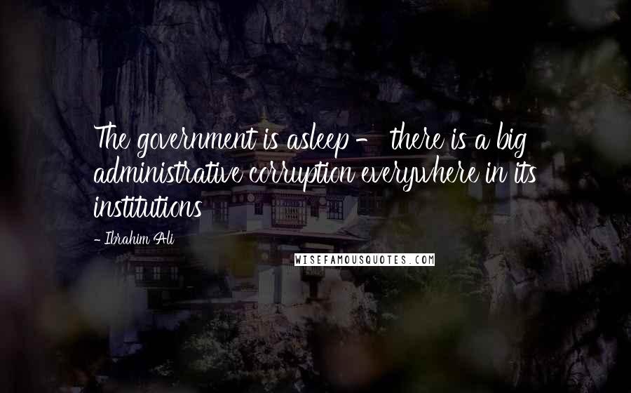Ibrahim Ali Quotes: The government is asleep - there is a big administrative corruption everywhere in its institutions