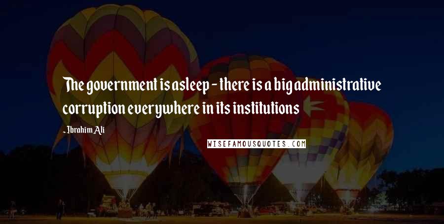 Ibrahim Ali Quotes: The government is asleep - there is a big administrative corruption everywhere in its institutions