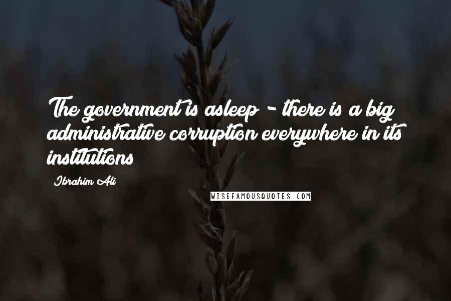 Ibrahim Ali Quotes: The government is asleep - there is a big administrative corruption everywhere in its institutions