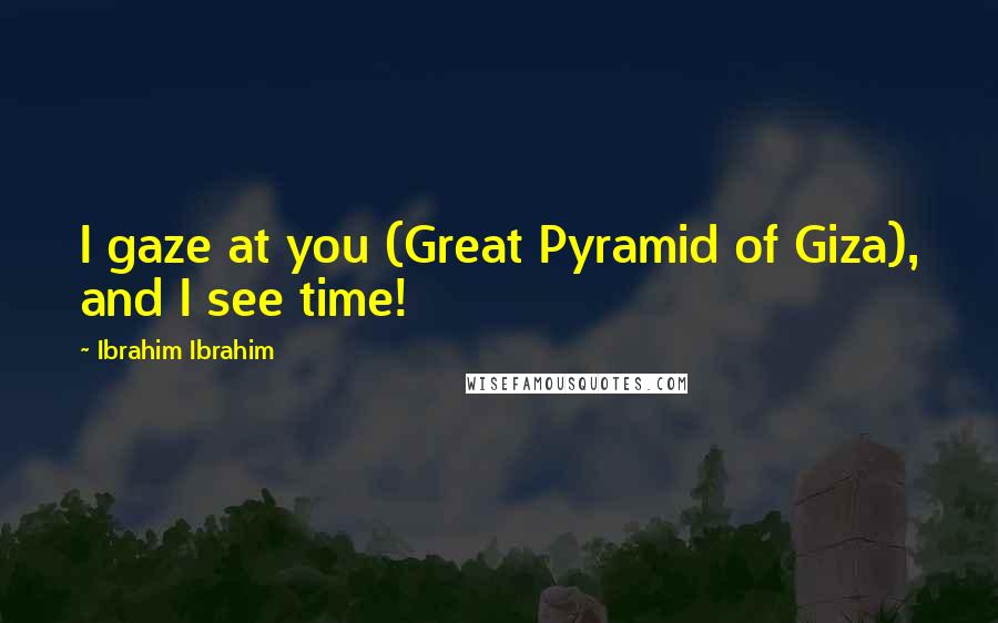 Ibrahim Ibrahim Quotes: I gaze at you (Great Pyramid of Giza), and I see time!