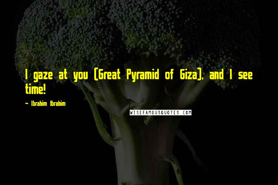 Ibrahim Ibrahim Quotes: I gaze at you (Great Pyramid of Giza), and I see time!
