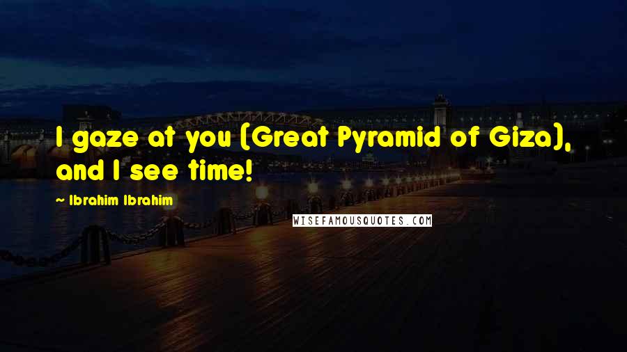Ibrahim Ibrahim Quotes: I gaze at you (Great Pyramid of Giza), and I see time!