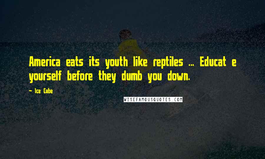 Ice Cube Quotes: America eats its youth like reptiles ... Educat e yourself before they dumb you down.