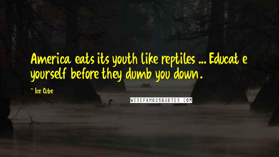 Ice Cube Quotes: America eats its youth like reptiles ... Educat e yourself before they dumb you down.