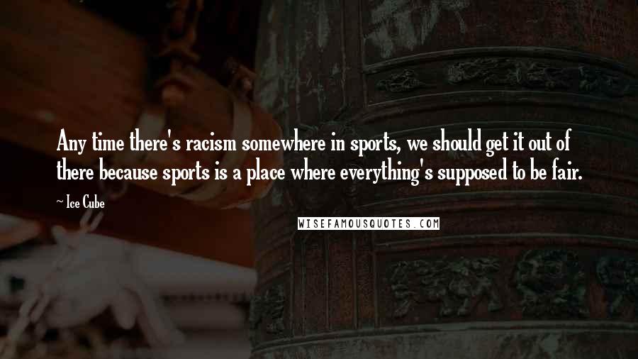 Ice Cube Quotes: Any time there's racism somewhere in sports, we should get it out of there because sports is a place where everything's supposed to be fair.