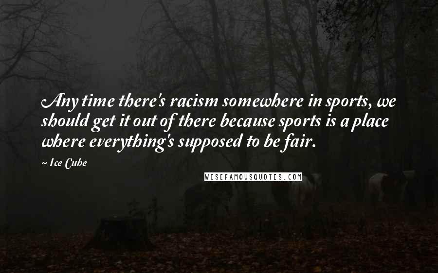 Ice Cube Quotes: Any time there's racism somewhere in sports, we should get it out of there because sports is a place where everything's supposed to be fair.