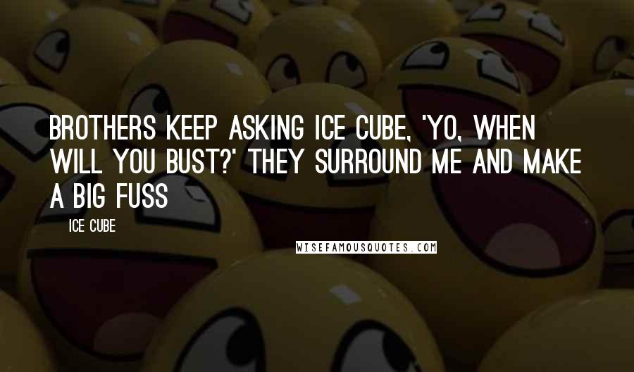 Ice Cube Quotes: Brothers keep asking Ice Cube, 'Yo, when will you bust?' They surround me and make a big fuss