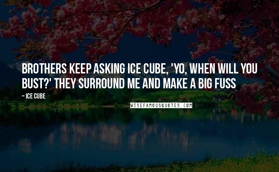 Ice Cube Quotes: Brothers keep asking Ice Cube, 'Yo, when will you bust?' They surround me and make a big fuss