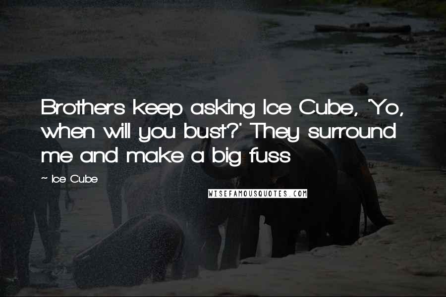 Ice Cube Quotes: Brothers keep asking Ice Cube, 'Yo, when will you bust?' They surround me and make a big fuss