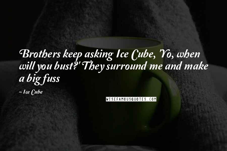 Ice Cube Quotes: Brothers keep asking Ice Cube, 'Yo, when will you bust?' They surround me and make a big fuss