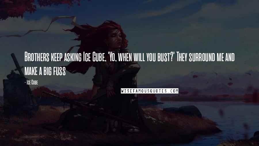 Ice Cube Quotes: Brothers keep asking Ice Cube, 'Yo, when will you bust?' They surround me and make a big fuss