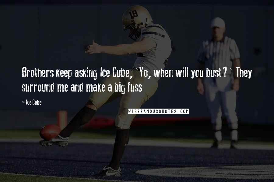Ice Cube Quotes: Brothers keep asking Ice Cube, 'Yo, when will you bust?' They surround me and make a big fuss