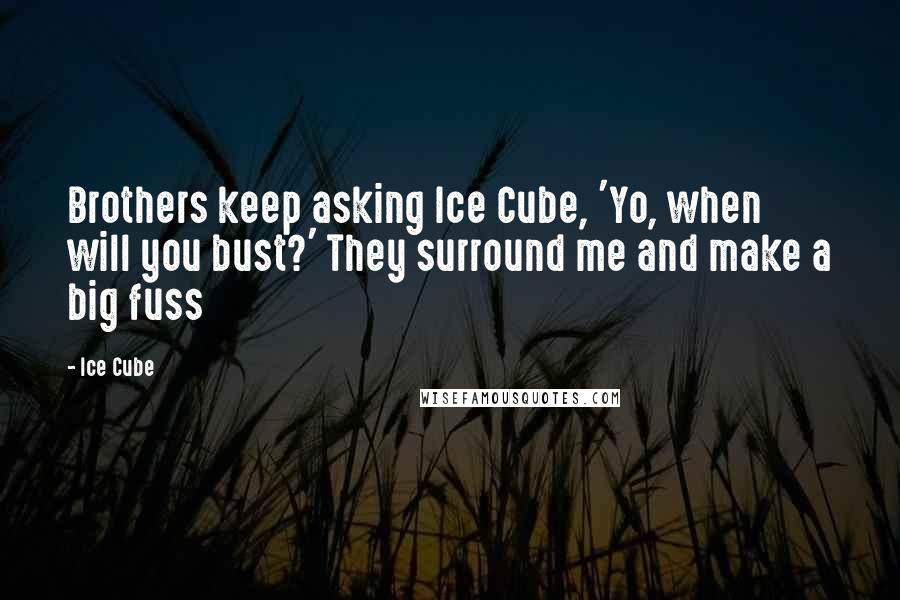 Ice Cube Quotes: Brothers keep asking Ice Cube, 'Yo, when will you bust?' They surround me and make a big fuss