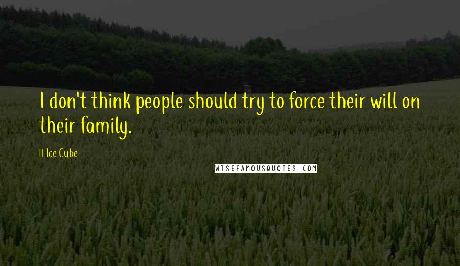 Ice Cube Quotes: I don't think people should try to force their will on their family.