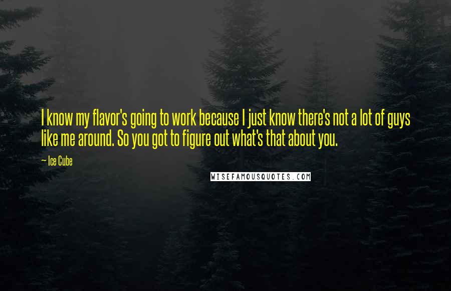 Ice Cube Quotes: I know my flavor's going to work because I just know there's not a lot of guys like me around. So you got to figure out what's that about you.